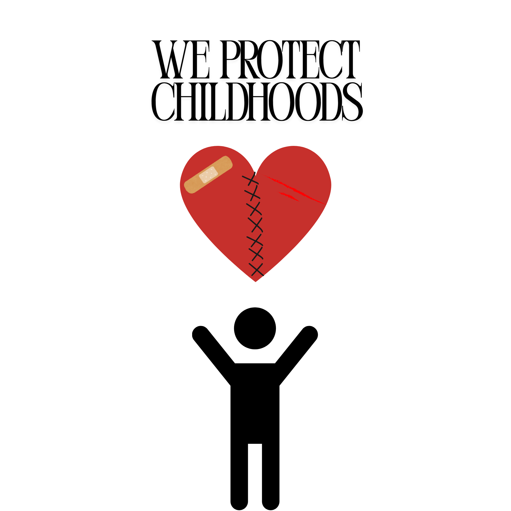 Black figure holding up damaged heart